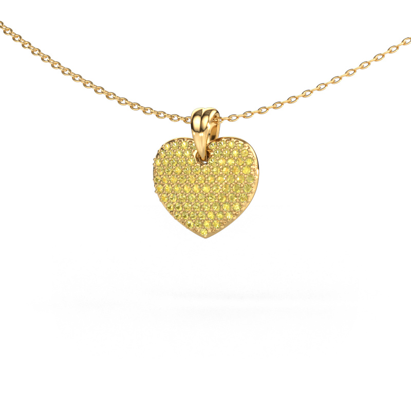 Image of Pendant Heart 5 585 gold Yellow sapphire 0.8 mm