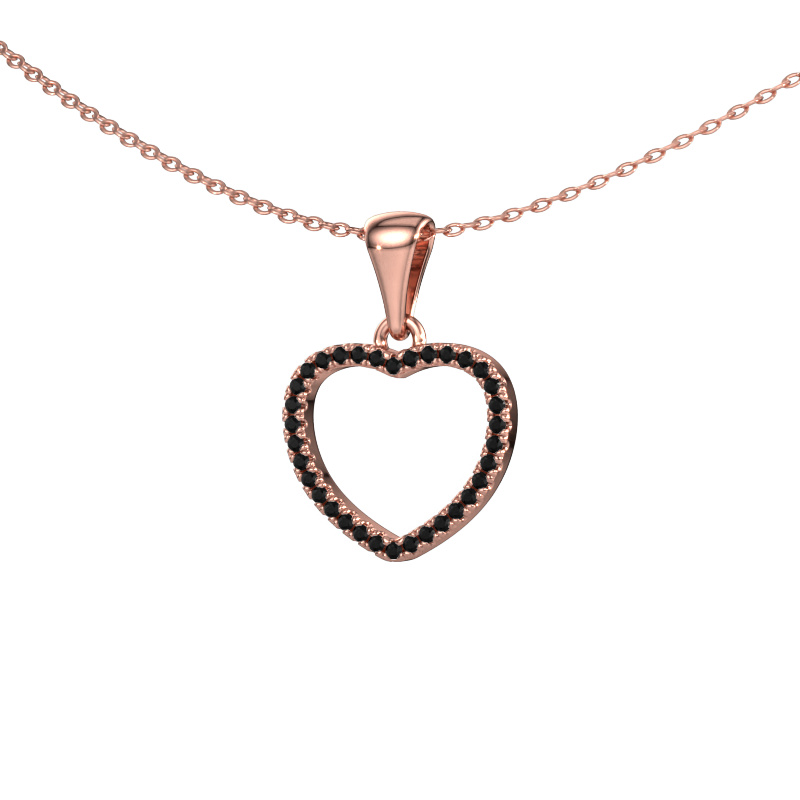 Image of Pendant Heart 6 585 rose gold Black diamond 0.204 crt