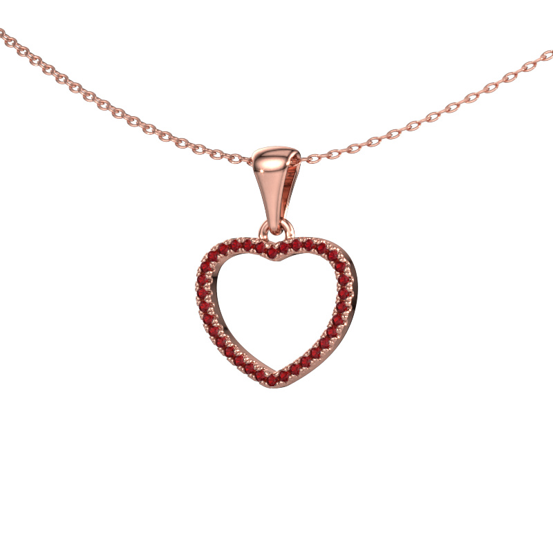 Image of Pendant Heart 6 585 rose gold Ruby 1 mm