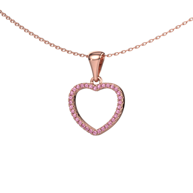 Image de Pendentif Heart 6 585 or rose Saphir rose 1 mm