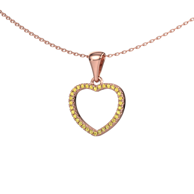 Image de Pendentif Heart 6 585 or rose Saphir jaune 1 mm