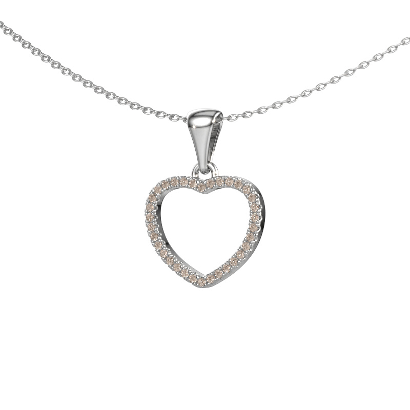 Bild von Anhänger Heart 6 950 Platin Braun Diamant 0.17 crt