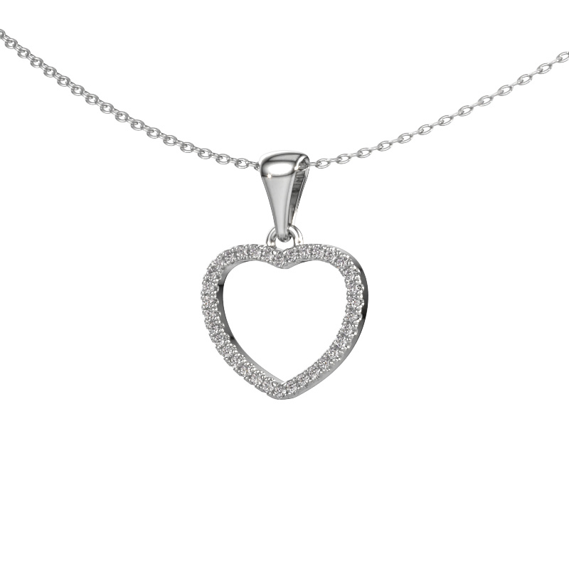 Image of Pendant Heart 6 585 white gold Zirconia 1 mm
