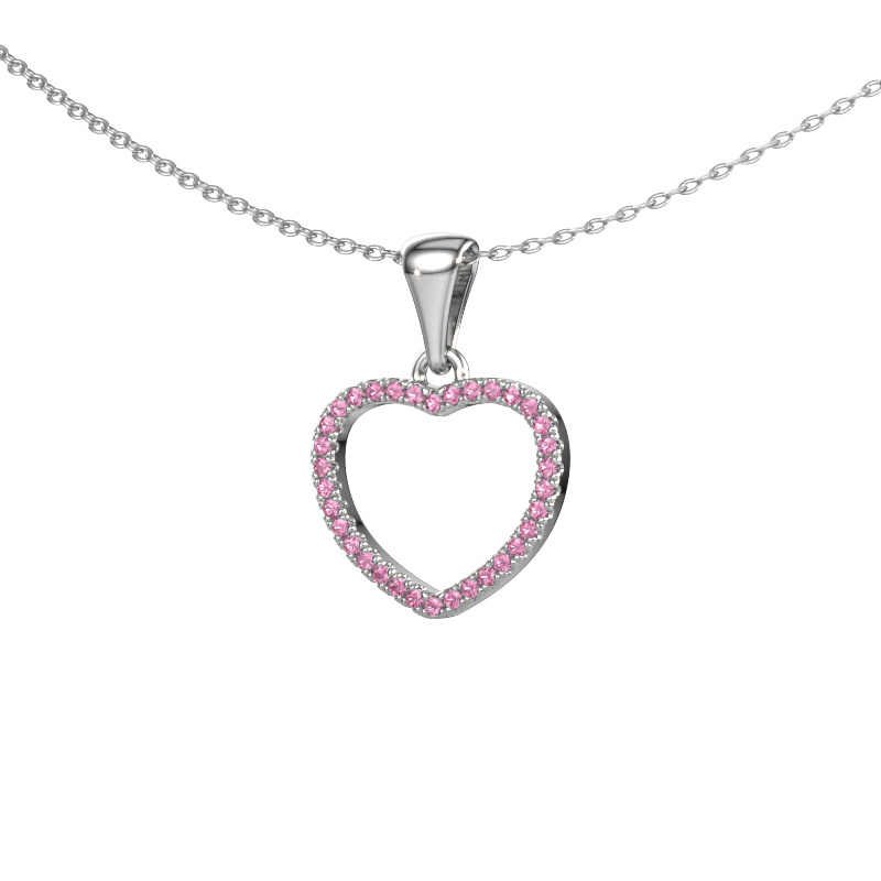 Image of Pendant Heart 6 585 white gold Pink sapphire 1 mm