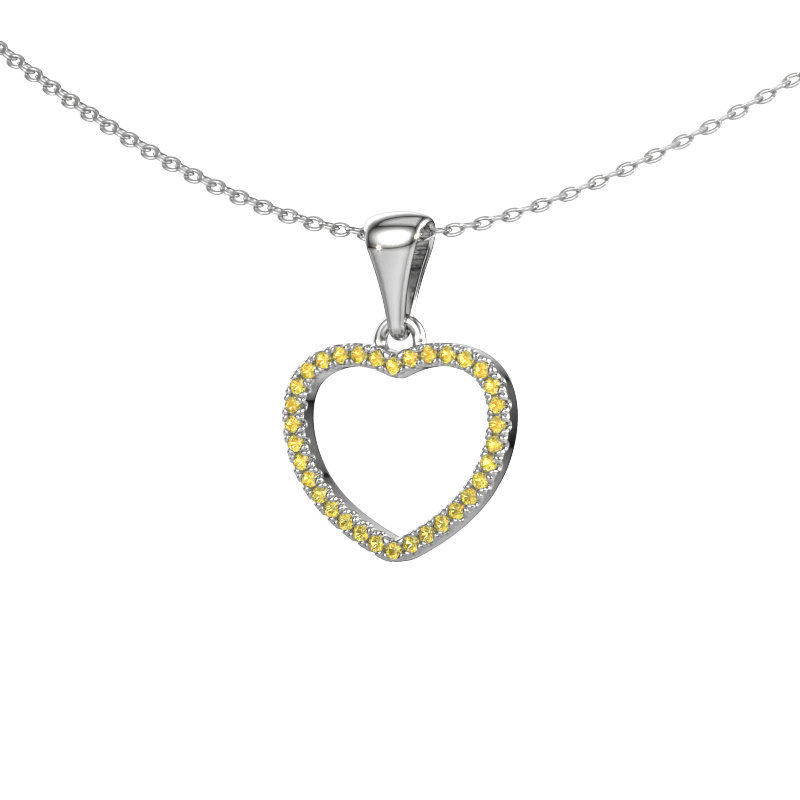 Image of Pendant Heart 6 585 white gold Yellow sapphire 1 mm