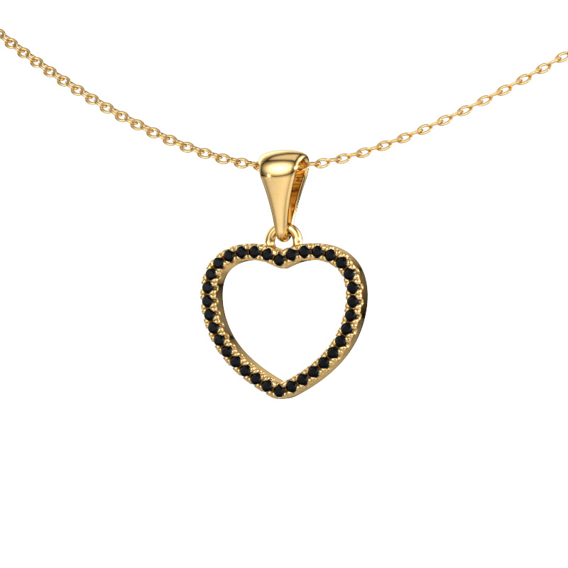 Bild von Anhänger Heart 6 585 Gold Schwarz Diamant 0.204 crt