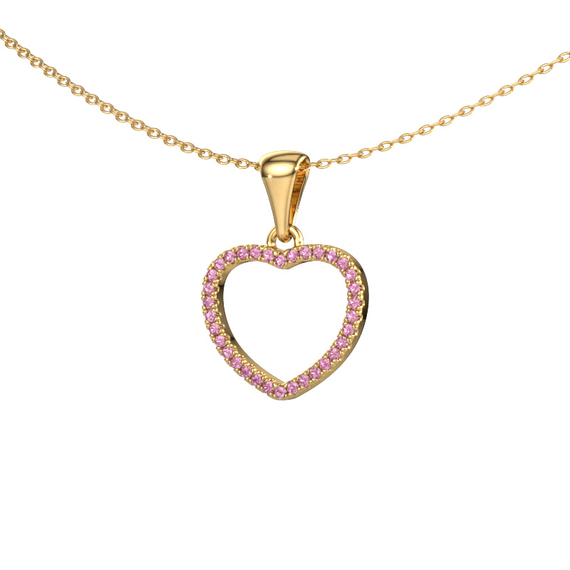 Image of Pendant Heart 6 585 gold Pink sapphire 1 mm
