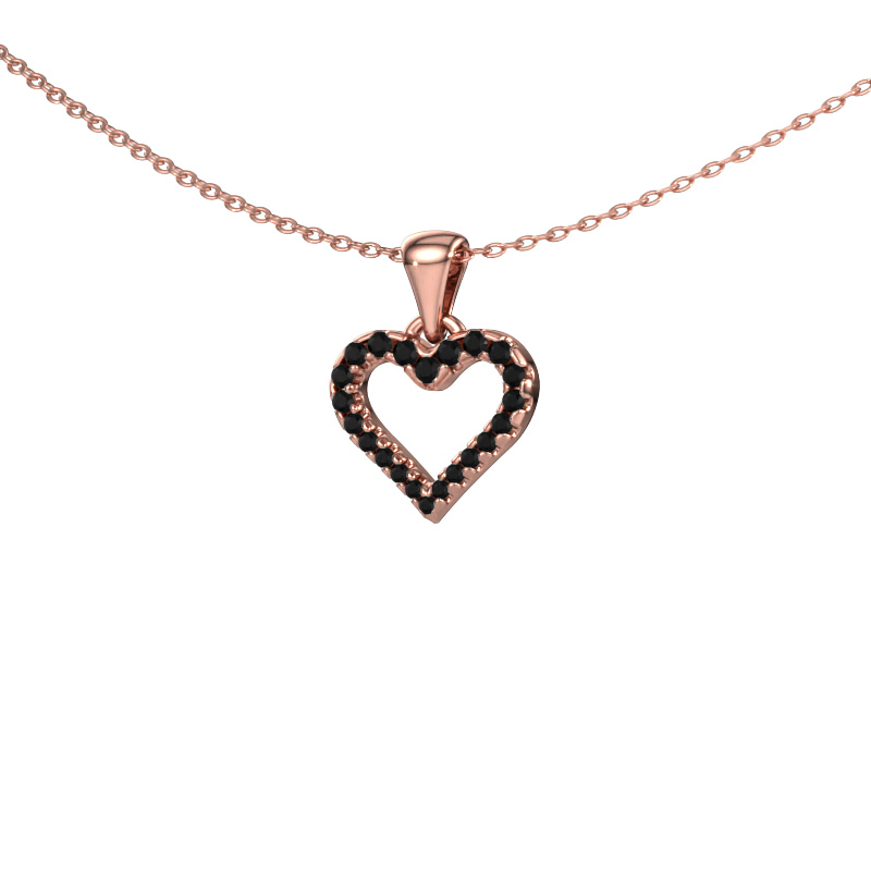 Image of Pendant Heart 7 585 rose gold Black diamond 0.213 crt