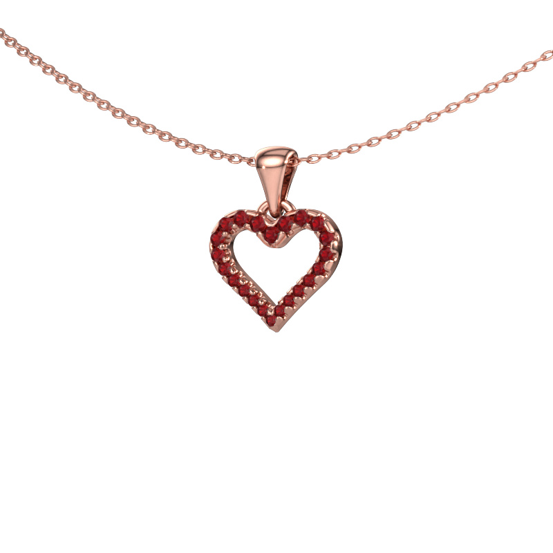 Image of Pendant Heart 7 585 rose gold Ruby 1 mm