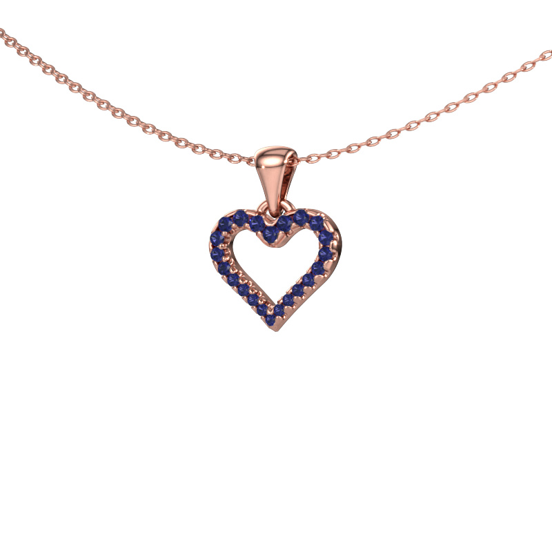 Image of Pendant Heart 7 585 rose gold Sapphire 1 mm