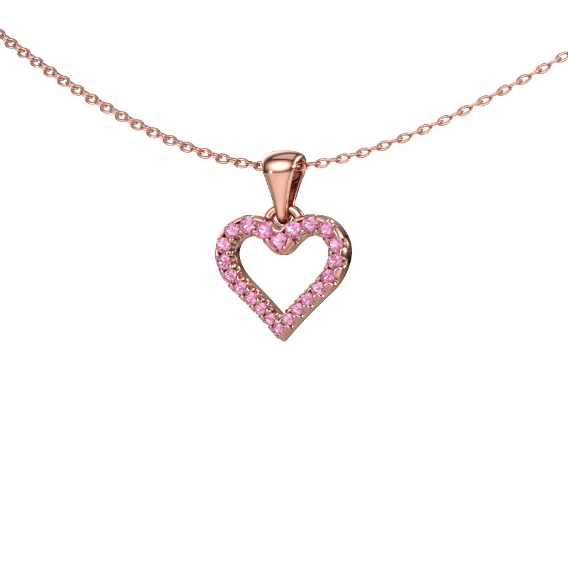 Image of Pendant Heart 7 585 rose gold Pink sapphire 1 mm