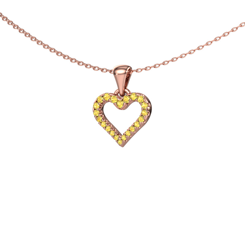 Image of Pendant Heart 7 585 rose gold Yellow sapphire 1 mm