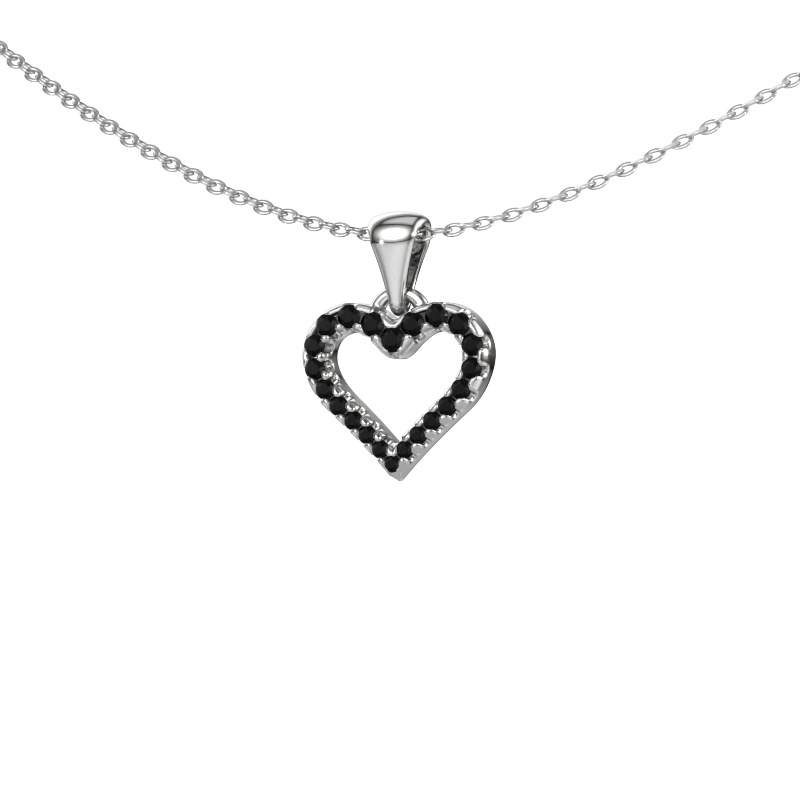 Image of Pendant Heart 7 585 white gold Black diamond 0.213 crt