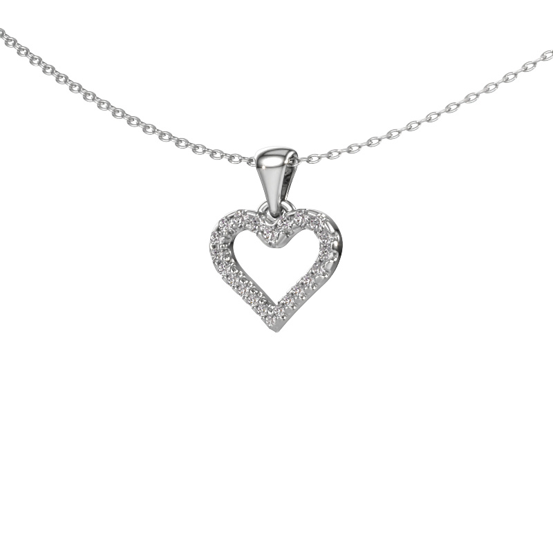 Afbeelding van Hanger Heart 7 585 witgoud Diamant 0.178 crt