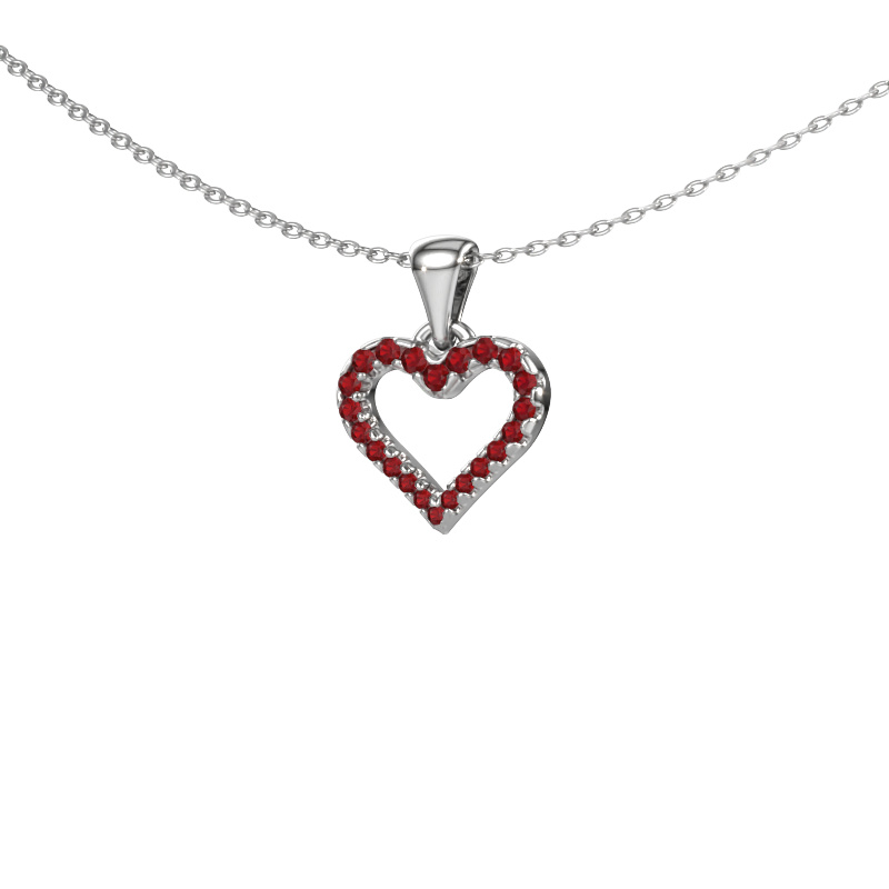 Image of Pendant Heart 7 585 white gold Ruby 1 mm