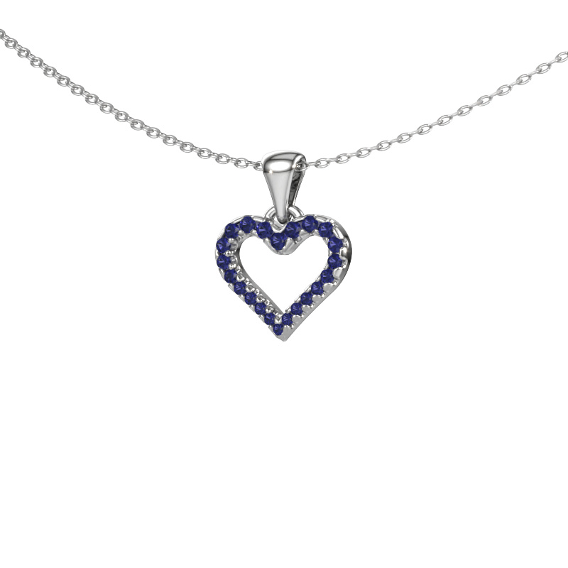 Image of Pendant Heart 7 585 white gold Sapphire 1 mm