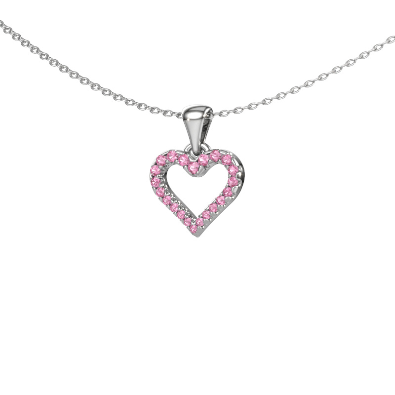 Image of Pendant Heart 7 585 white gold Pink sapphire 1 mm