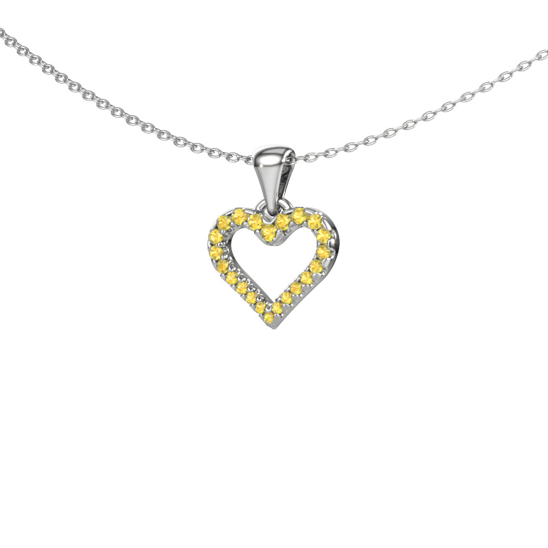 Image of Pendant Heart 7 585 white gold Yellow sapphire 1 mm