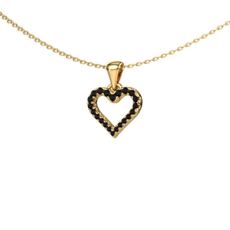 Image of Pendant Heart 7 585 gold Black diamond 0.213 crt