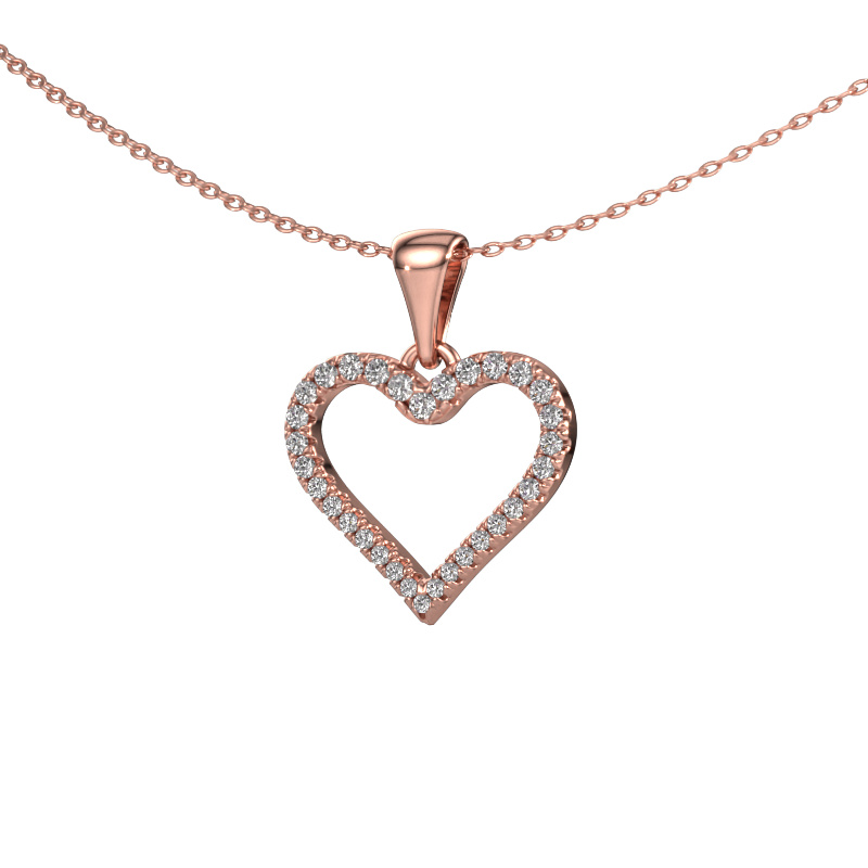 Image of Pendant Heart 8 585 rose gold Diamond 0.264 crt