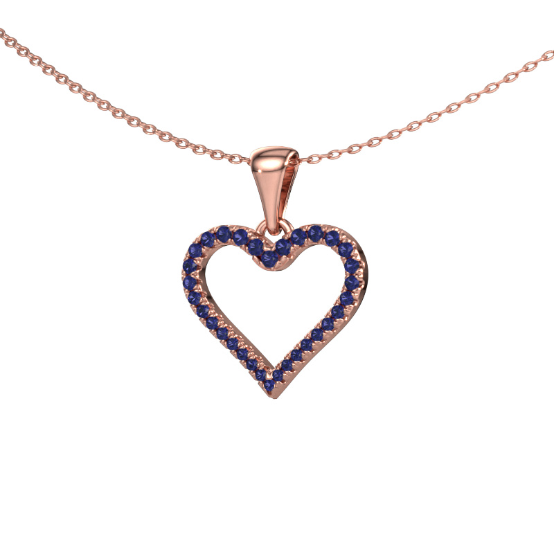 Image of Pendant Heart 8 585 rose gold Sapphire 1 mm