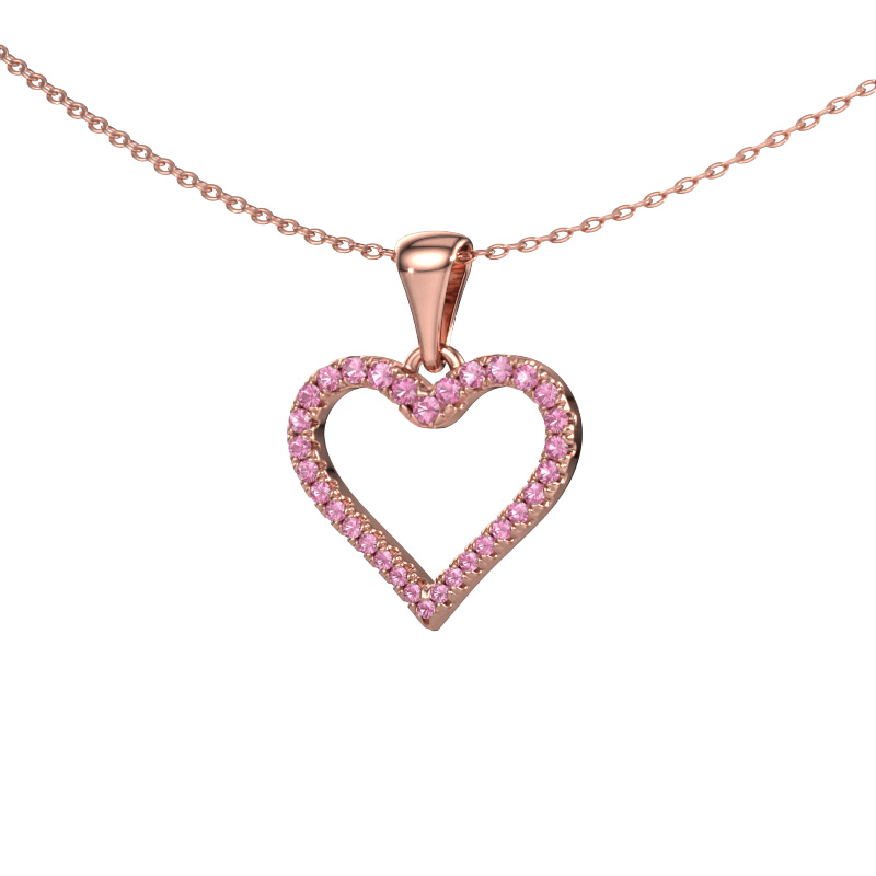 Image of Pendant Heart 8 585 rose gold Pink sapphire 1 mm