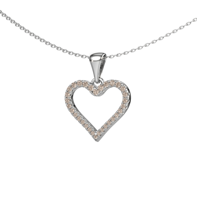 Image of Pendant Heart 8 950 platinum Brown diamond 0.264 crt