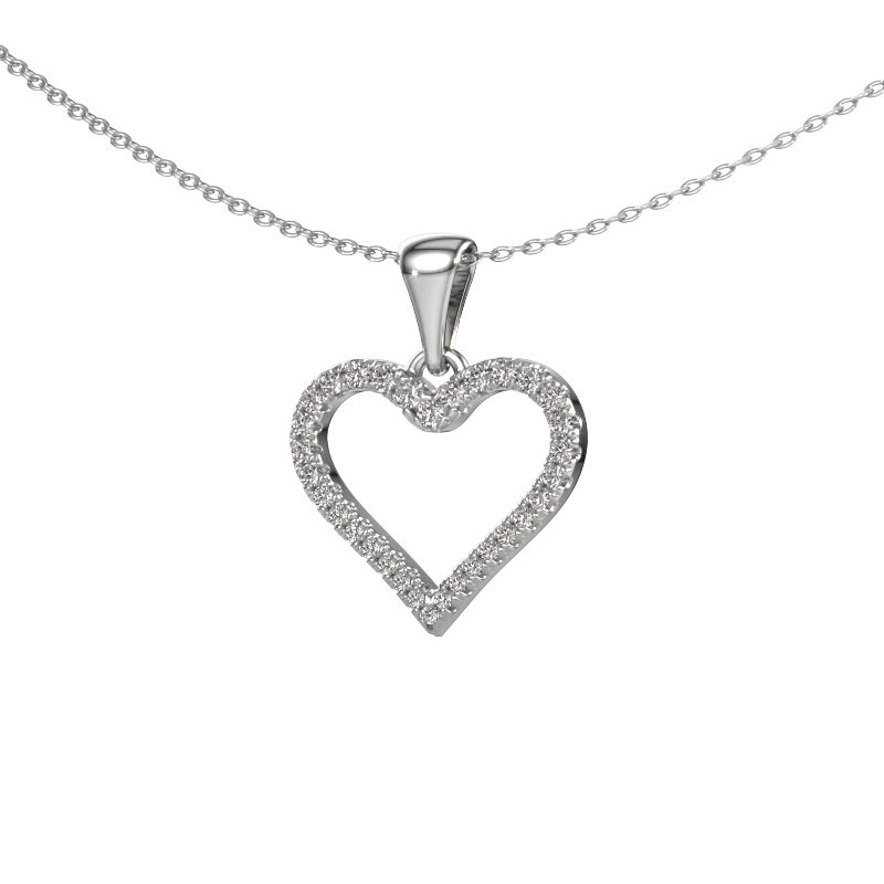 Image of Pendant Heart 8 585 white gold Diamond 0.264 crt