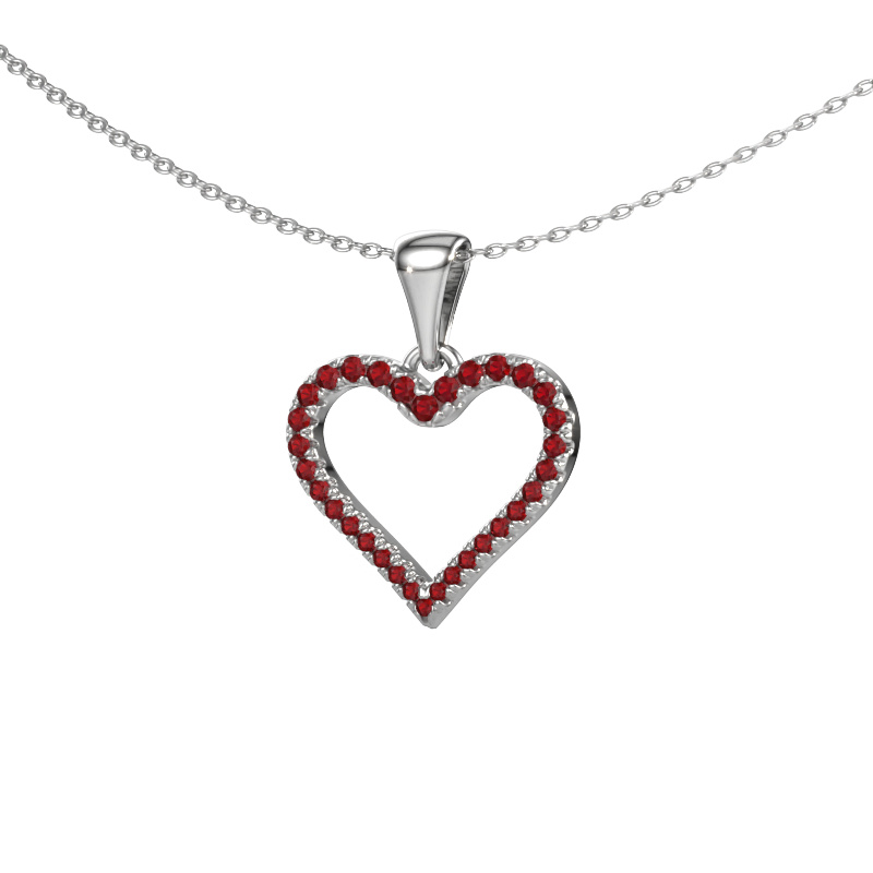 Image of Pendant Heart 8 950 platinum Ruby 1 mm