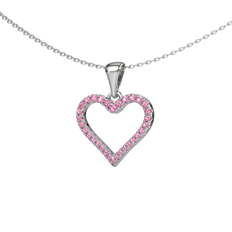 Bild von Anhänger Heart 8 950 Platin Pink Saphir 1 mm