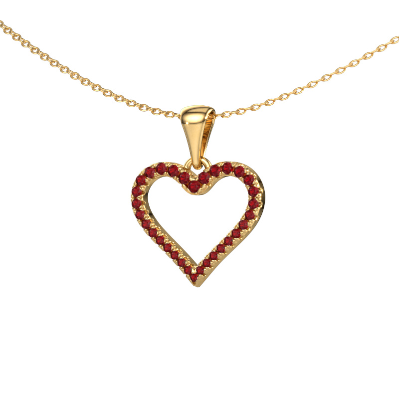 Image of Pendant Heart 8 585 gold Ruby 1 mm
