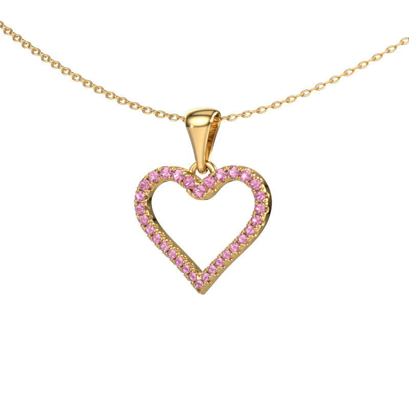 Image of Pendant Heart 8 585 gold Pink sapphire 1 mm