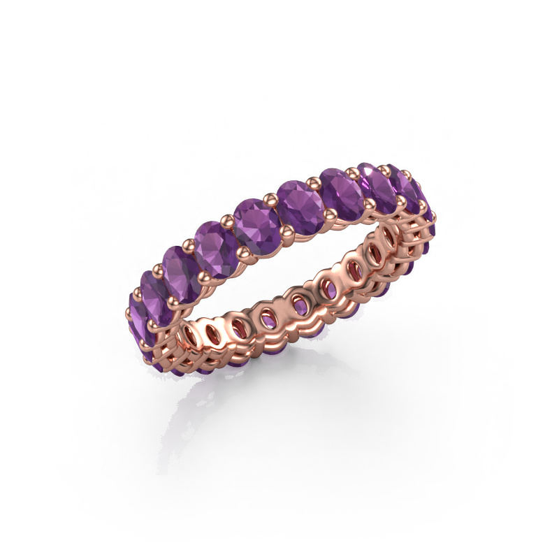 Image of Stackable ring Heddy OVL 3x4 585 rose gold Amethyst 4x3 mm