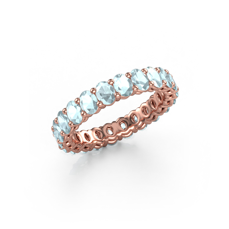 Image of Stackable ring Heddy OVL 3x4 585 rose gold Aquamarine 4x3 mm