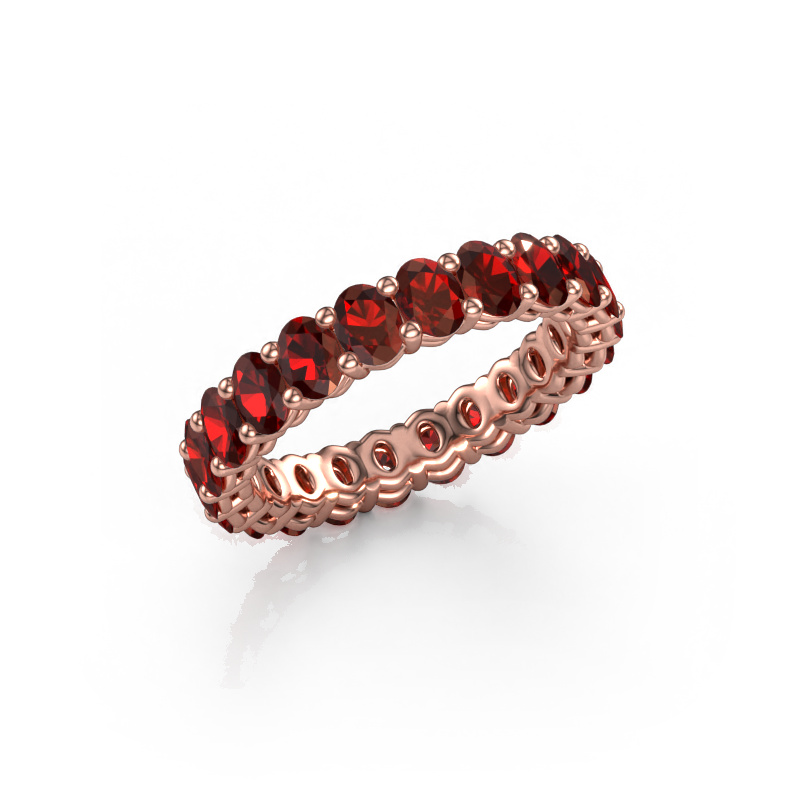 Image of Stackable ring Heddy OVL 3x4 585 rose gold Garnet 4x3 mm
