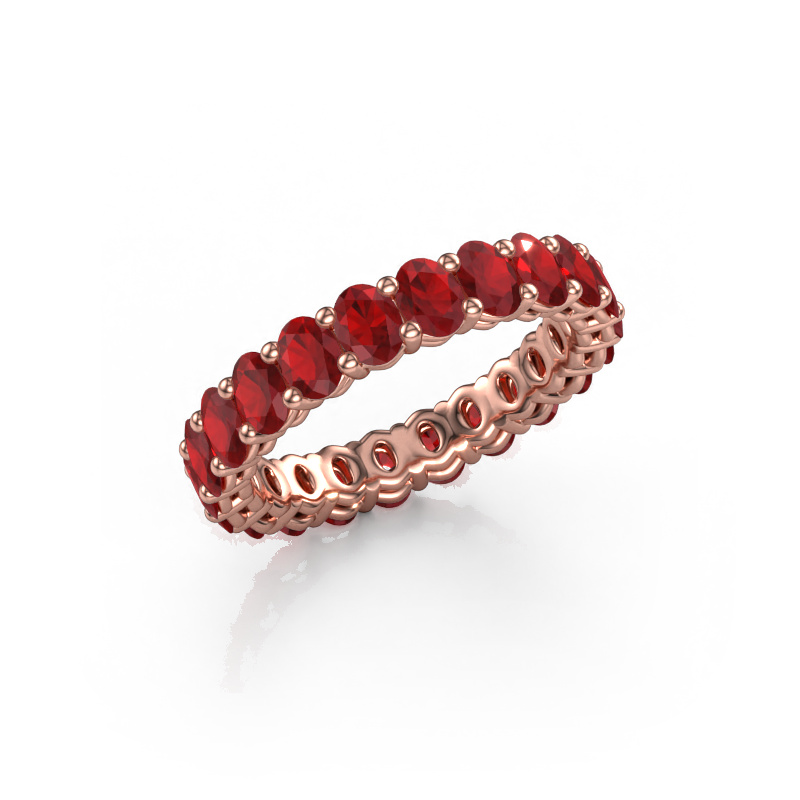 Image of Stackable ring Heddy OVL 3x4 585 rose gold Ruby 4x3 mm