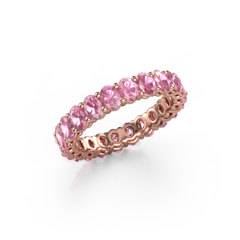 Image of Stackable ring Heddy OVL 3x4 585 rose gold Pink sapphire 4x3 mm