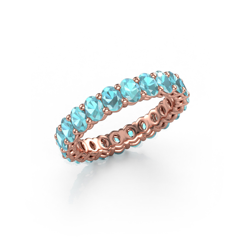 Image of Stackable ring Heddy OVL 3x4 585 rose gold Blue topaz 4x3 mm