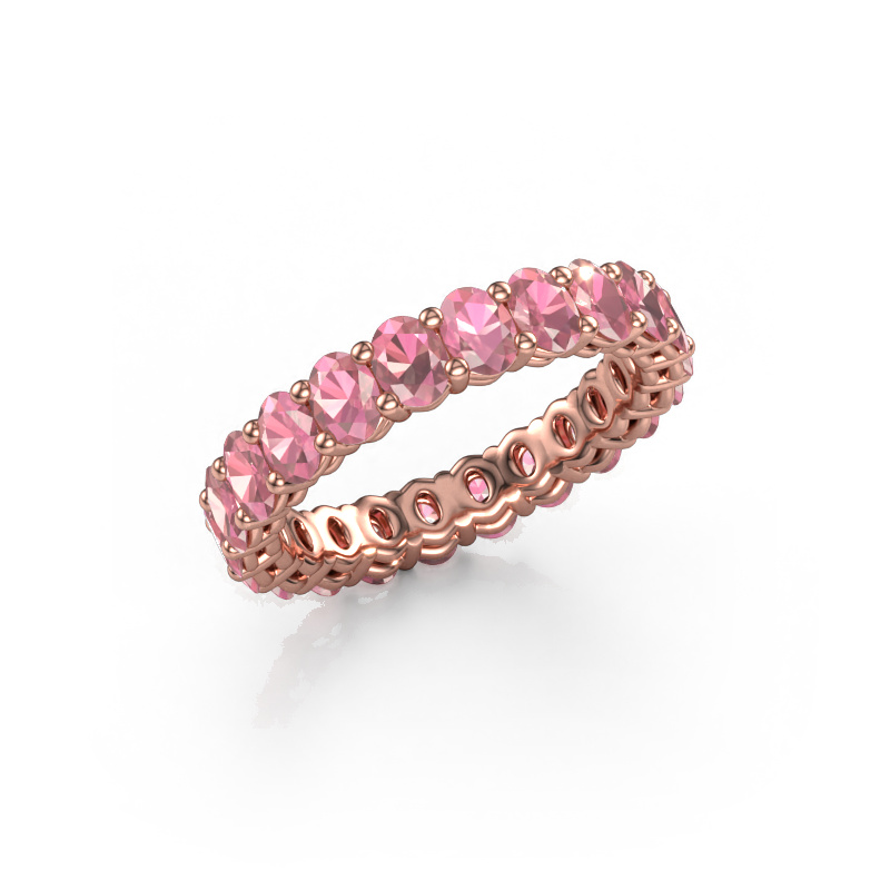 Image of Stackable ring Heddy OVL 3x4 585 rose gold Tourmaline pink 4x3 mm