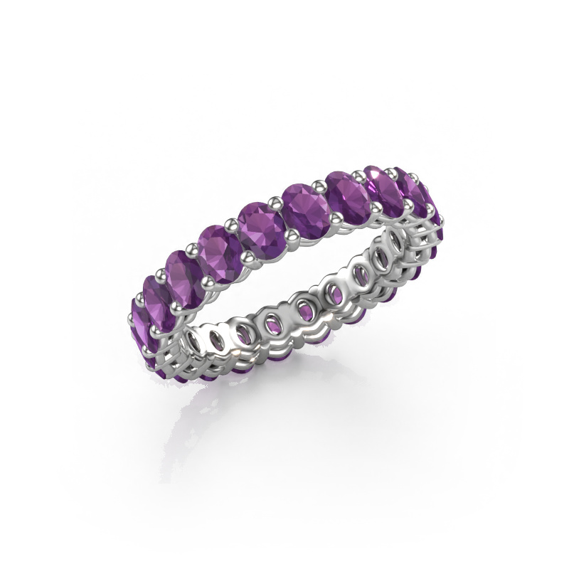 Image of Stackable ring Heddy OVL 3x4 585 white gold Amethyst 4x3 mm