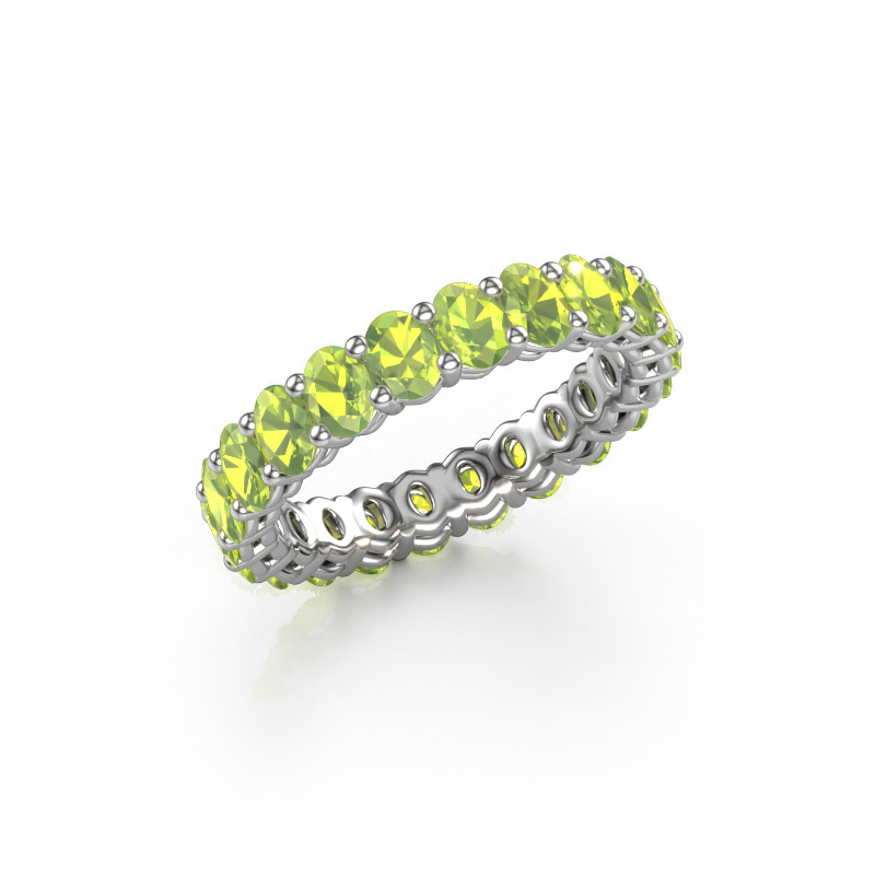 Image of Stackable ring Heddy OVL 3x4 585 white gold Peridot 4x3 mm