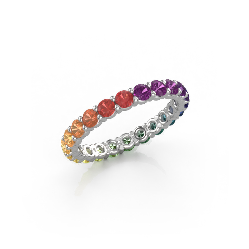 Image of Stackable ring Heddy rnd 2.7 585 white gold Rainbow sapphire 1 2.7 mm