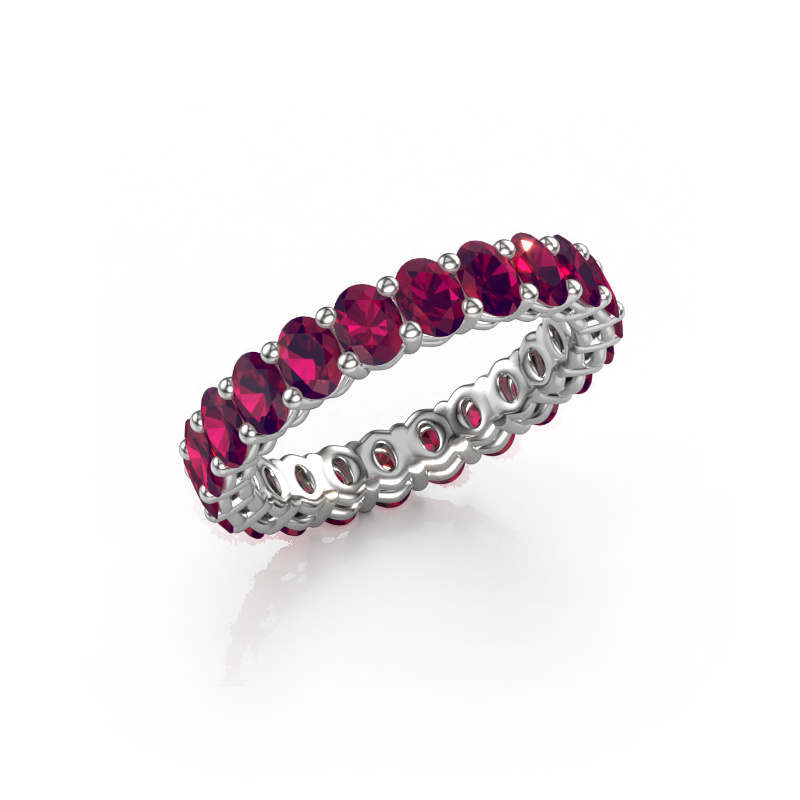 Image of Stackable ring Heddy OVL 3x4 585 white gold Rhodolite 4x3 mm