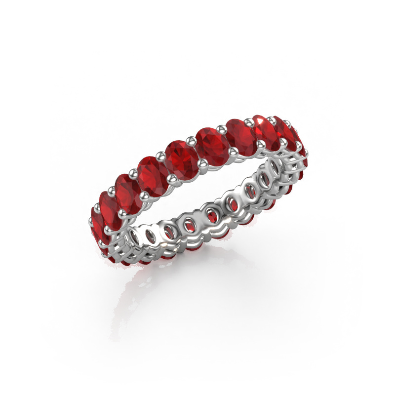 Image of Stackable ring Heddy OVL 3x4 585 white gold Ruby 4x3 mm