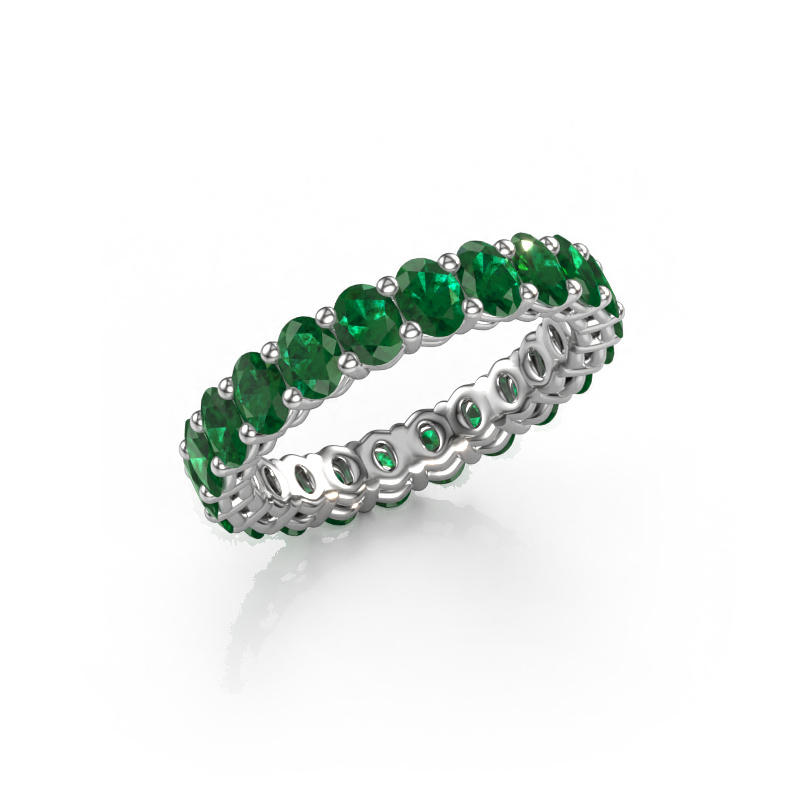 Image of Stackable ring Heddy OVL 3x4 585 white gold Emerald 4x3 mm
