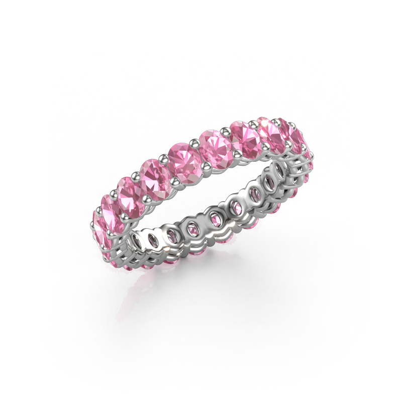 Image of Stackable ring Heddy OVL 3x4 585 white gold Pink sapphire 4x3 mm