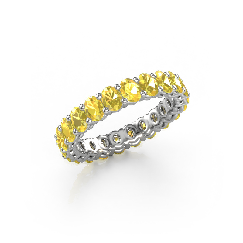 Image of Stackable ring Heddy OVL 3x4 585 white gold Yellow sapphire 4x3 mm
