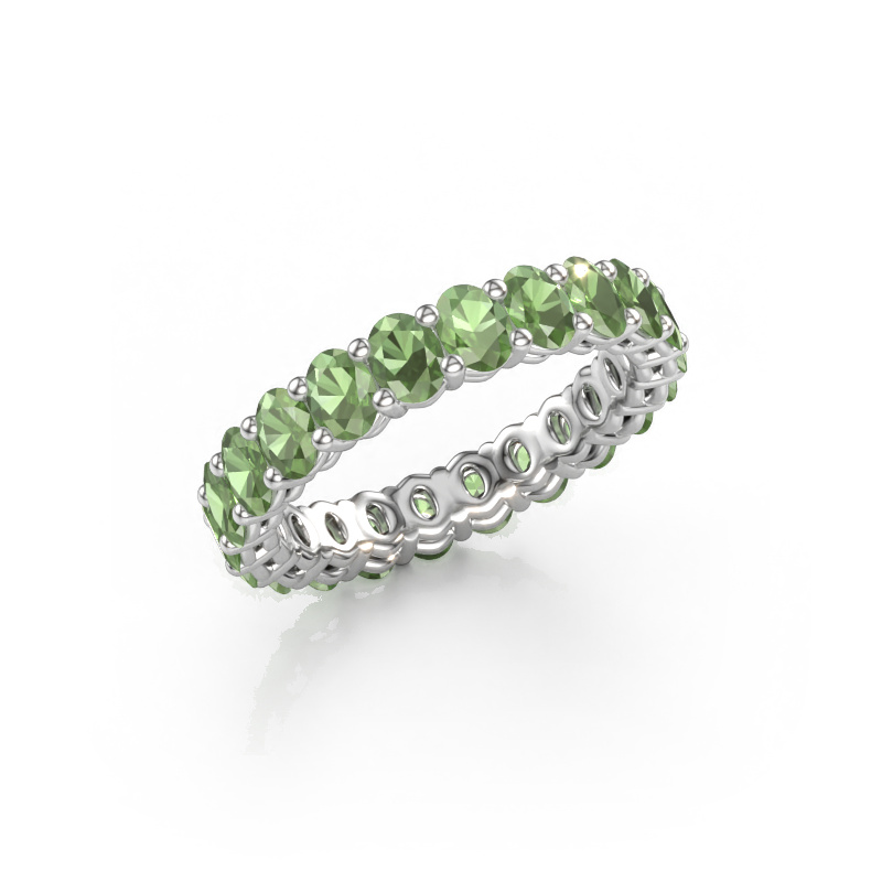 Immagine di Anello componibile Heddy OVL 3x4 585 oro bianco Tormalina verde 4x3 mm