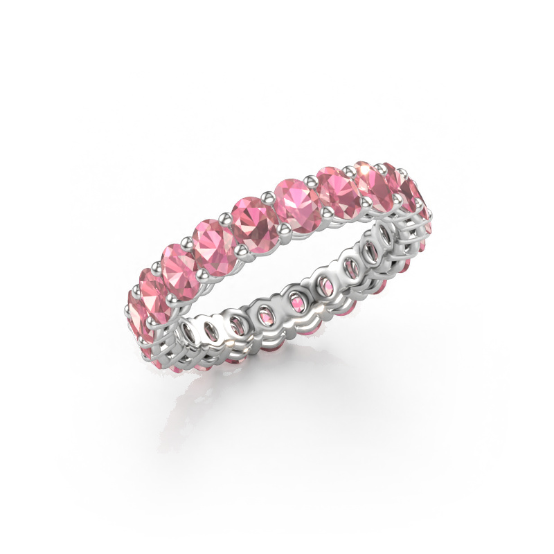 Bild av Stapelbar ring Heddy OVL 3x4 585 vitt guld Rosa turmalin 4x3 mm