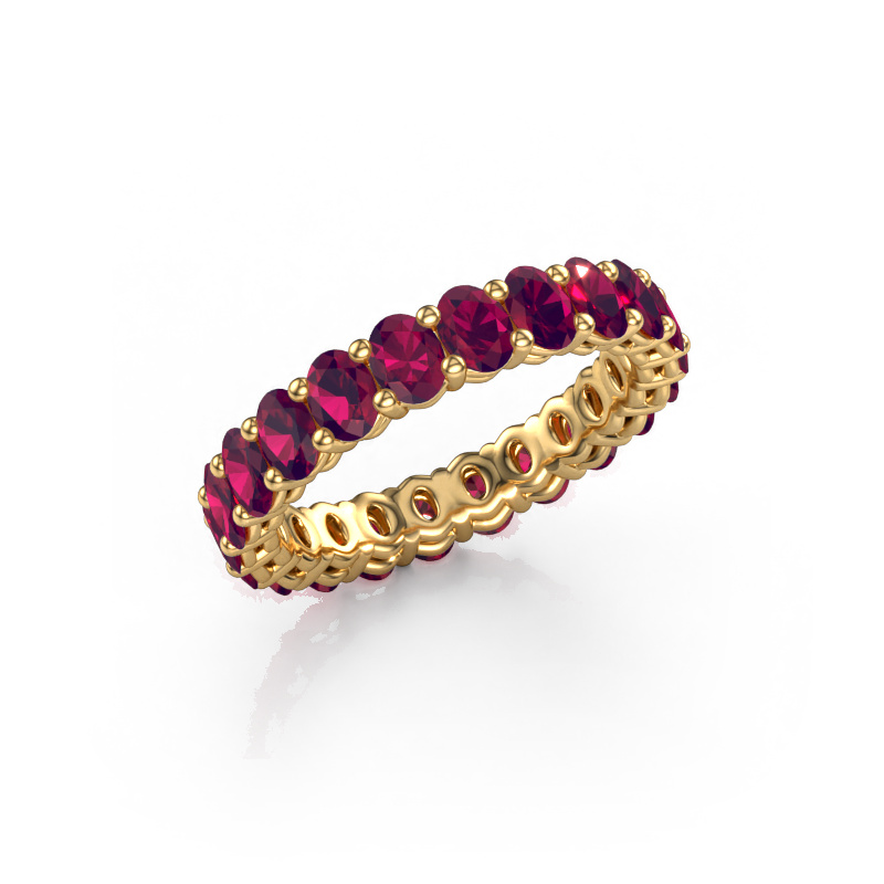 Image of Stackable ring Heddy OVL 3x4 585 gold Rhodolite 4x3 mm